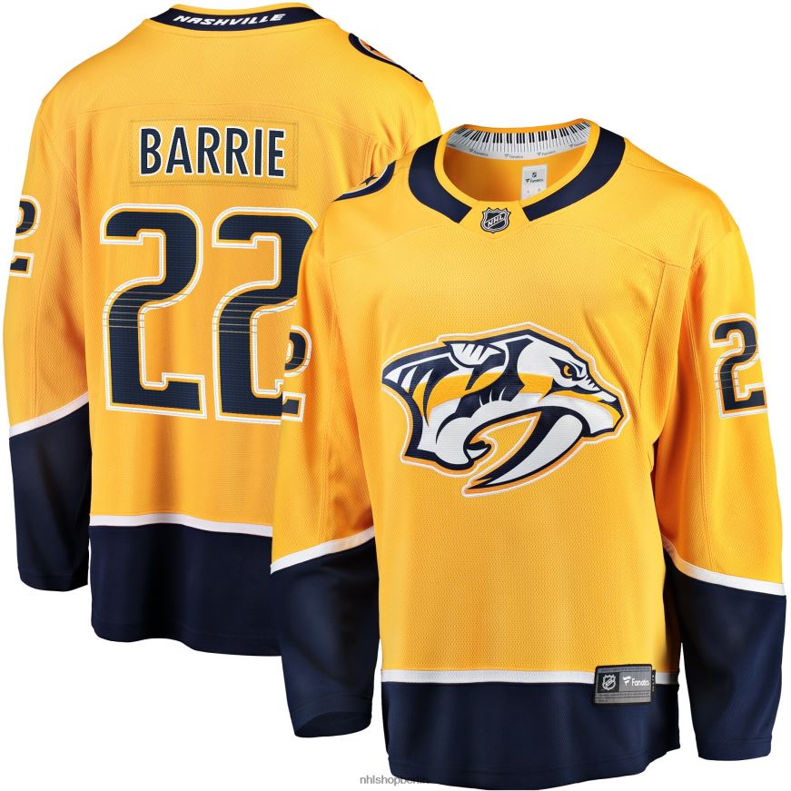 Männer NHL Goldenes Heim-Breakaway-Trikot der Nashville Predators mit Tyson-Barrie-Fanatiker-Logo Kleidung BF680T2003