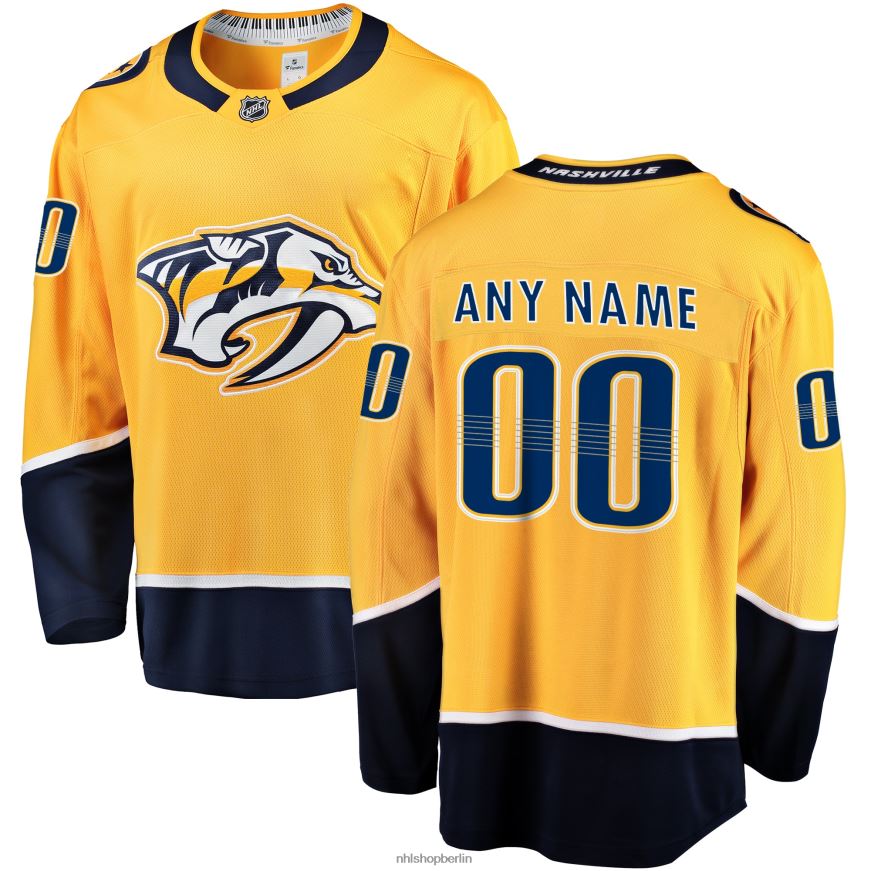 Männer NHL Goldfarbenes Heim-Breakaway-Trikot der Nashville Predators mit Fanatics-Logo Kleidung BF680T434