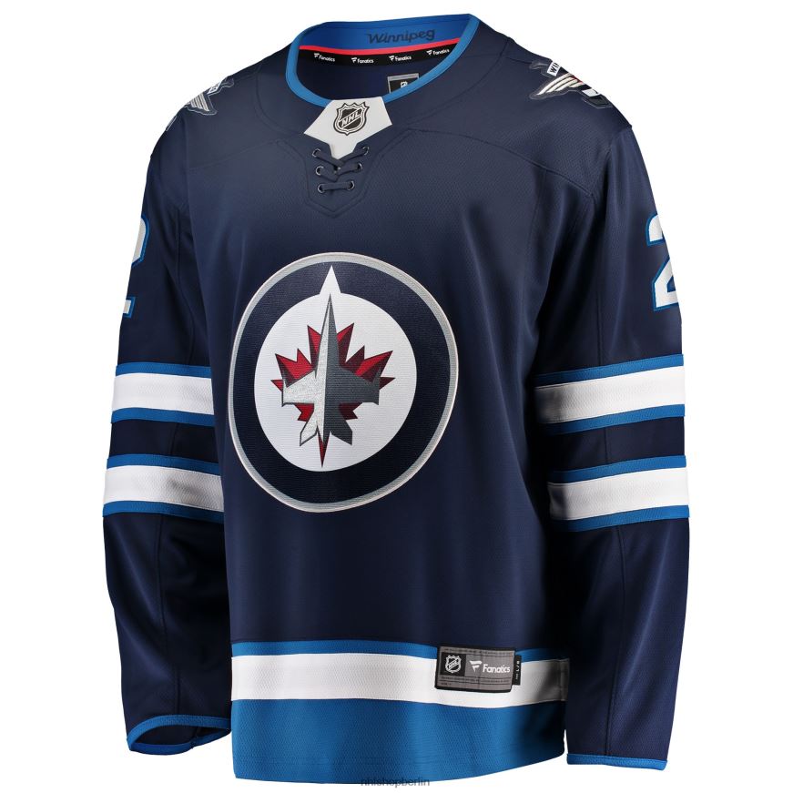 Männer NHL Marineblaues Breakaway-Spielertrikot der Winnipeg Jets mit Dylan Demelo Fanatics-Logo Kleidung BF680T2045