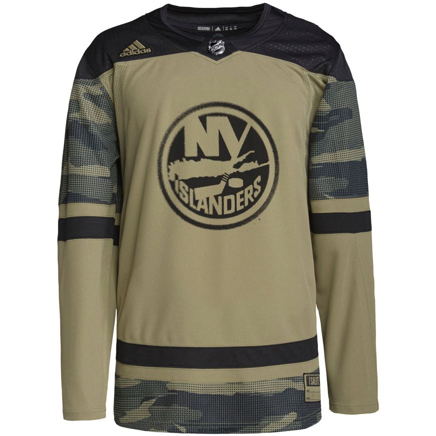 Männer NHL New York Islanders adidas Camo Military Appreciation Team authentisches individuelles Übungstrikot Kleidung BF680T489