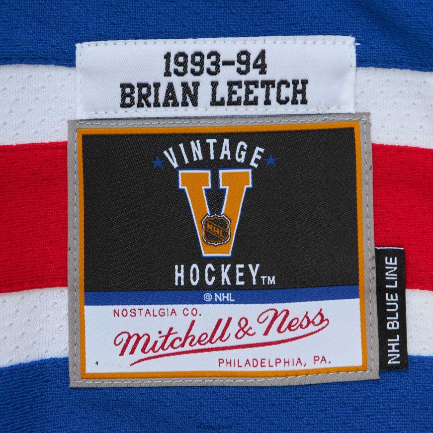 Männer NHL New York Rangers Brian Leetch Mitchell  Ness weißes Spielertrikot der blauen Linie von 1993 Kleidung BF680T721
