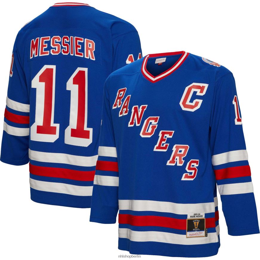 Männer NHL New York Rangers Mark Messier Mitchell  Ness Blue 1993 Blue Line Spielertrikot Kleidung BF680T455