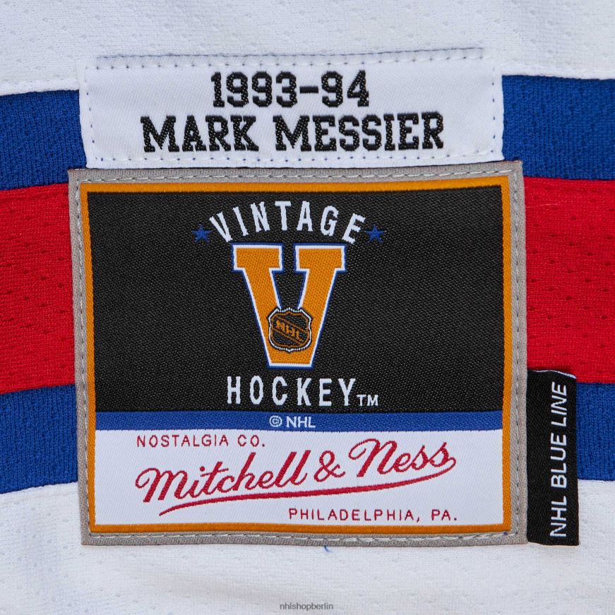 Männer NHL New York Rangers Mark Messier Mitchell  Ness Blue 1993 Blue Line Spielertrikot Kleidung BF680T455
