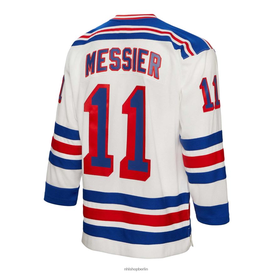 Männer NHL New York Rangers Mark Messier Mitchell  Ness weißes Spielertrikot der blauen Linie von 1993 Kleidung BF680T248