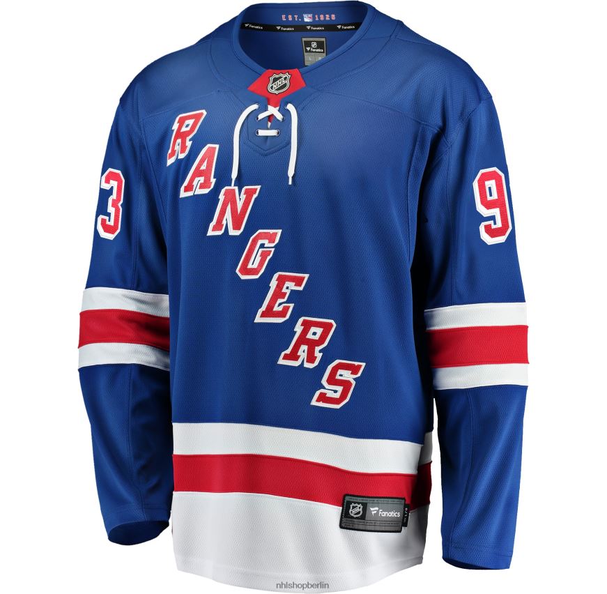 Männer NHL New York Rangers Mika Zibanejad Fanatics-gebrandetes blaues Home-Breakaway-Spieler-Spieltrikot Kleidung BF680T27