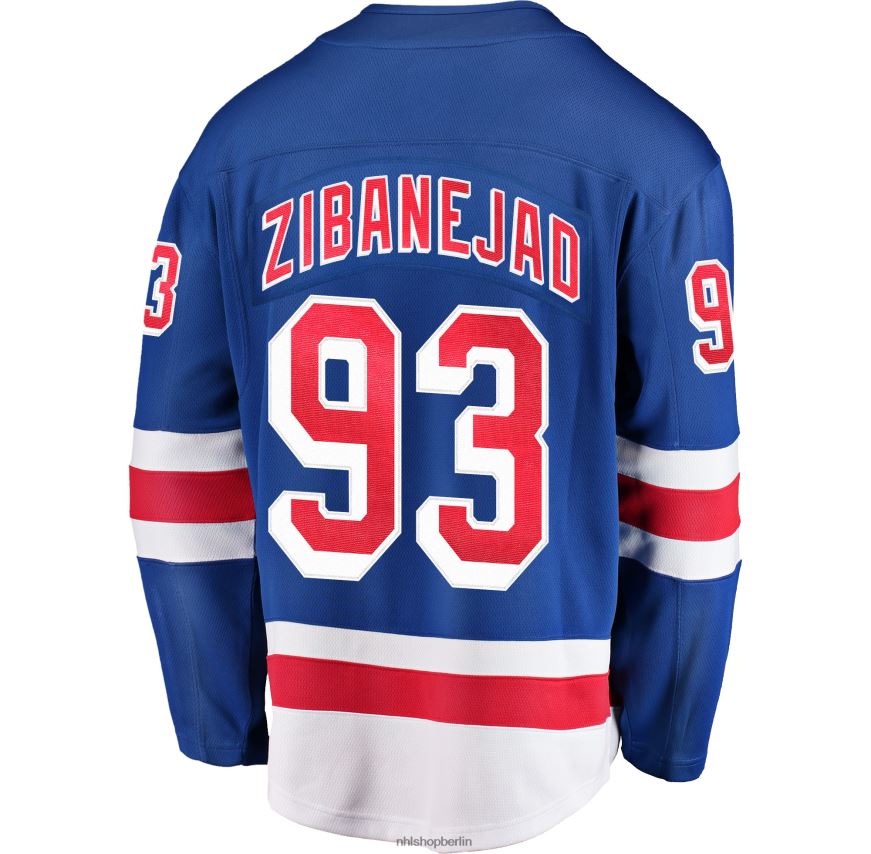 Männer NHL New York Rangers Mika Zibanejad Fanatics-gebrandetes blaues Home-Breakaway-Spieler-Spieltrikot Kleidung BF680T27