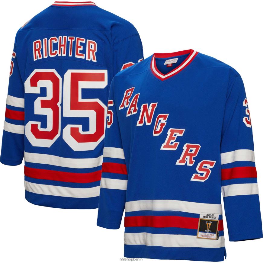 Männer NHL New York Rangers Mike Richter Mitchell  Ness Blue 1993 Blue Line Spielertrikot Kleidung BF680T538