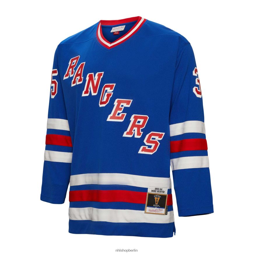 Männer NHL New York Rangers Mike Richter Mitchell  Ness Blue 1993 Blue Line Spielertrikot Kleidung BF680T538