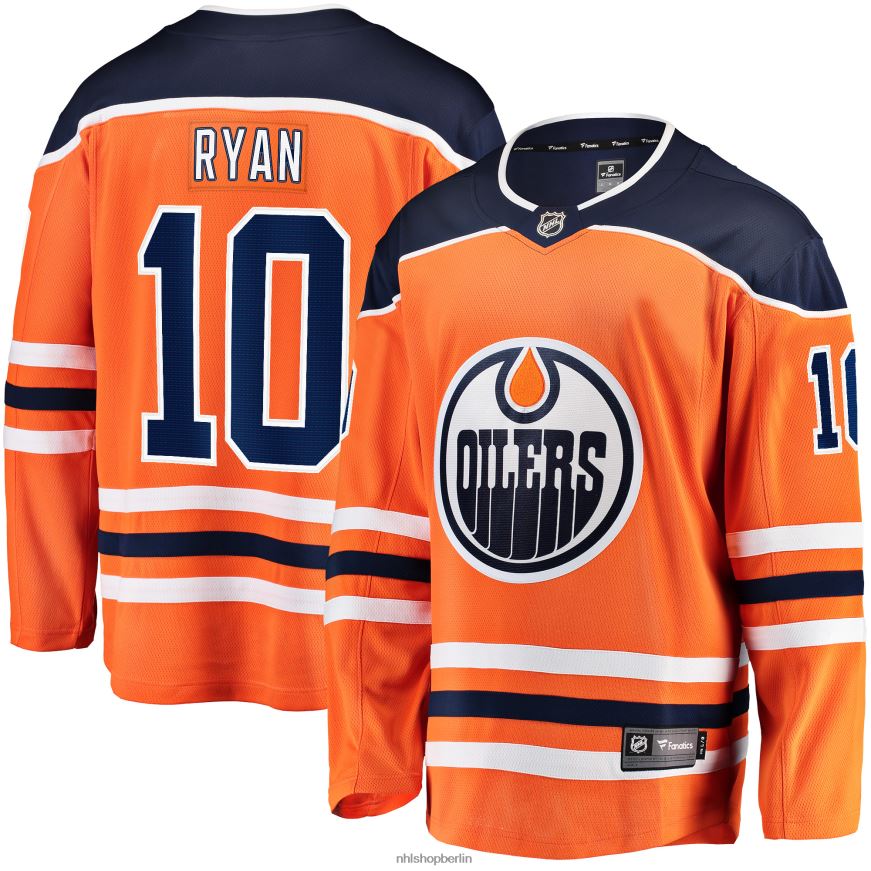 Männer NHL Orangefarbenes Home-Breakaway-Spielertrikot der Edmonton Oilers mit Fanatics-Logo von Derek Ryan Kleidung BF680T1900