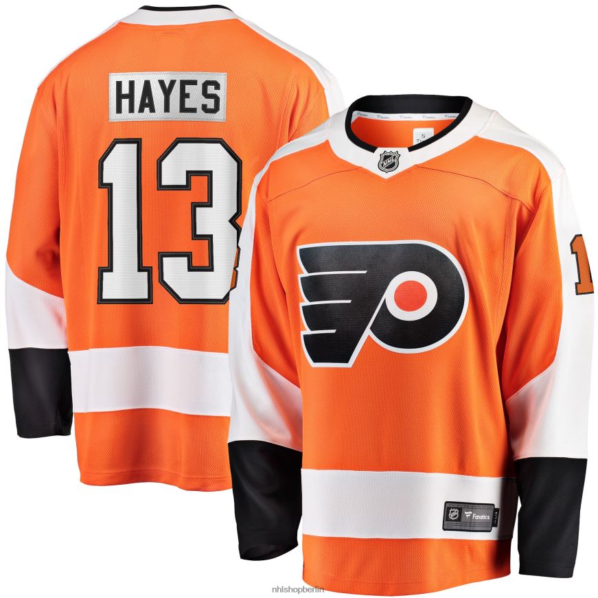 Männer NHL Orangefarbenes Premier-Breakaway-Heimtrikot der Philadelphia Flyers mit Fanatics-Logo von Kevin Hayes Kleidung BF680T960