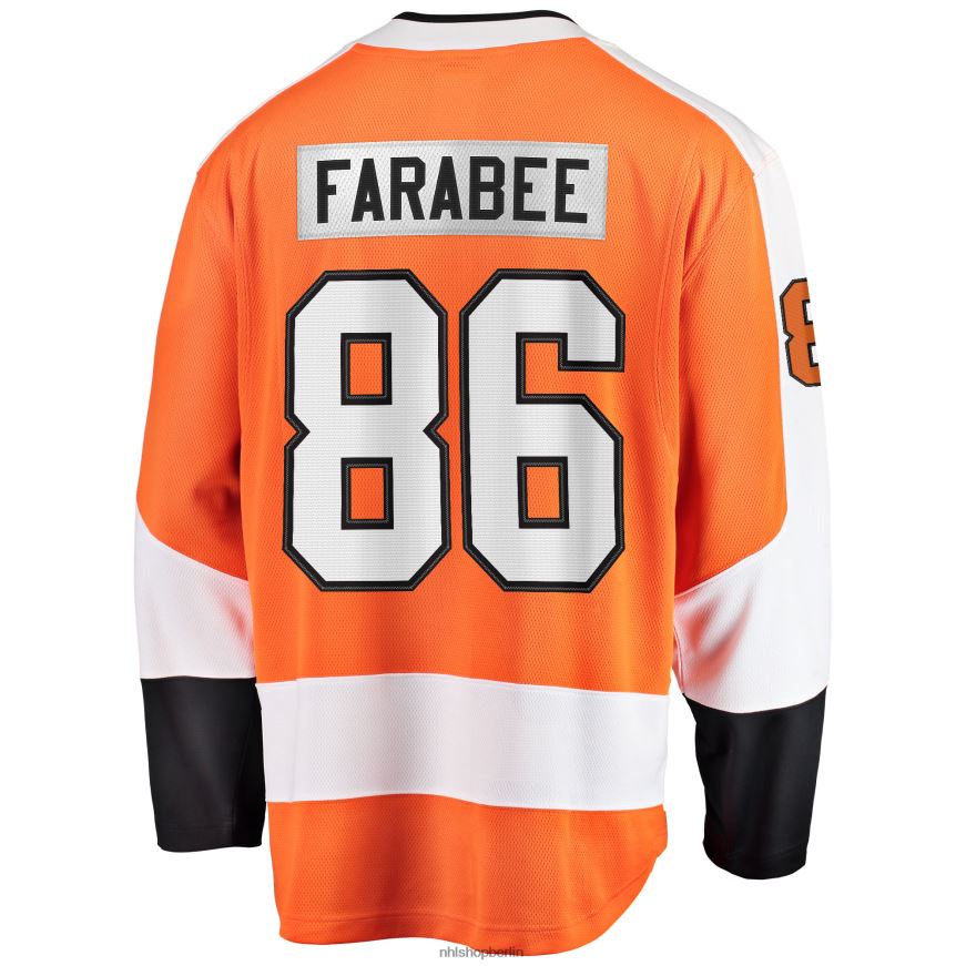 Männer NHL Orangefarbenes Trikot der Philadelphia Flyers mit Fanatics-Logo für die Heimmannschaft der Breakaway-Spieler von Joel Farabee Kleidung BF680T1138