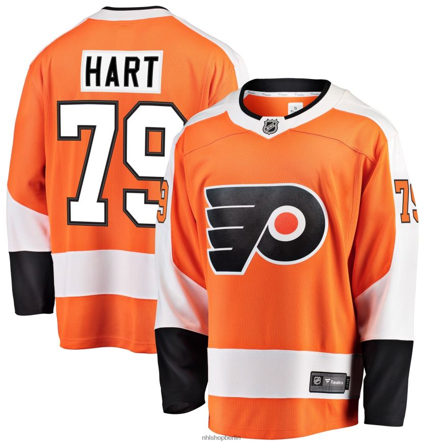 Männer NHL Philadelphia Flyers Carter Hart Fanatics-gebrandetes orangefarbenes Premier Breakaway-Spielertrikot Kleidung BF680T517
