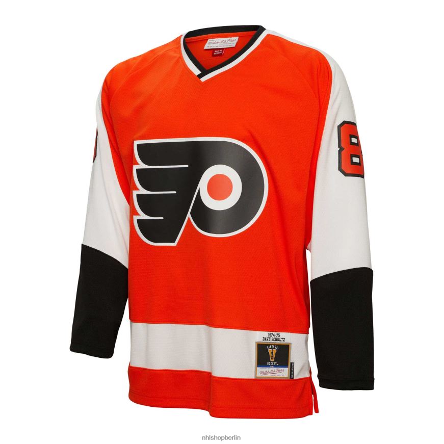 Männer NHL Philadelphia Flyers Dave Schultz Mitchell  Ness Orange 1974 Blue Line Spielertrikot Kleidung BF680T975