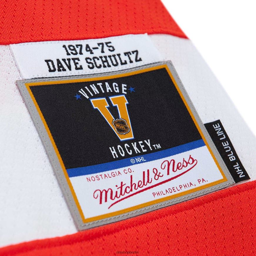 Männer NHL Philadelphia Flyers Dave Schultz Mitchell  Ness Orange 1974 Blue Line Spielertrikot Kleidung BF680T975