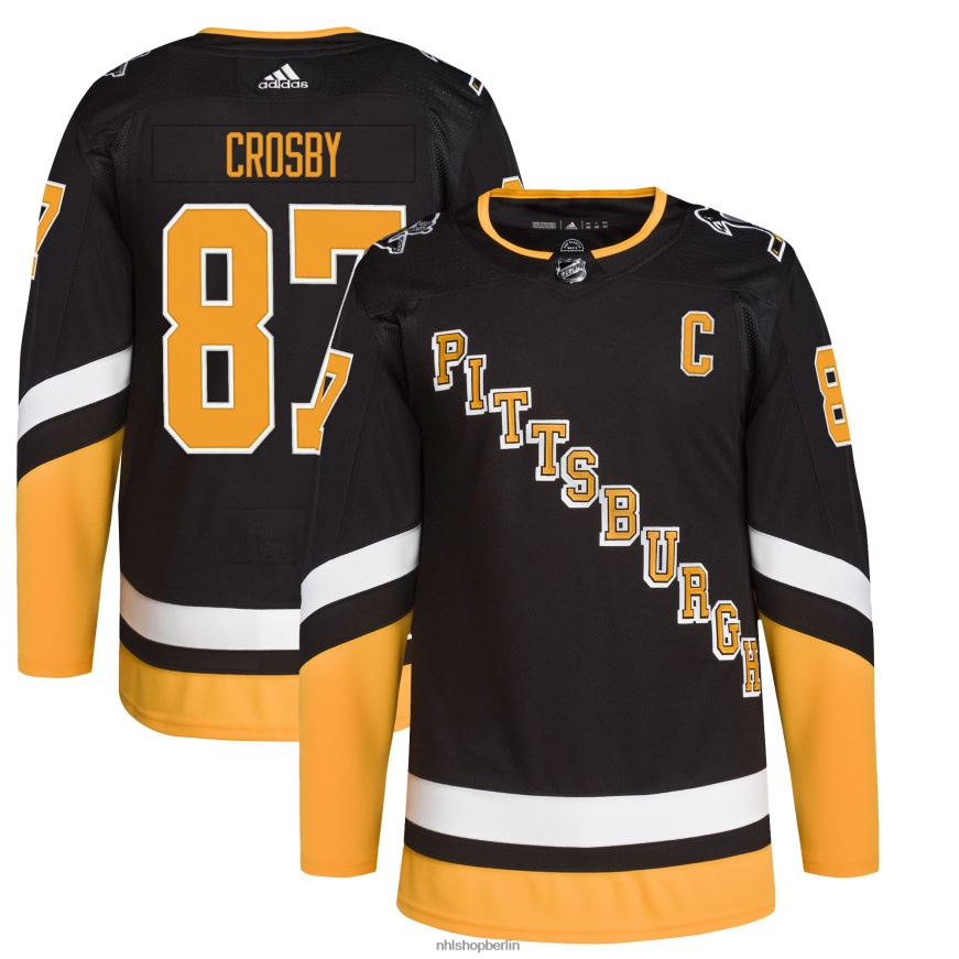 Männer NHL Pittsburgh Penguins Sidney Crosby Adidas Schwarz 2021/22 Alternative Primegreen Authentisches Pro-Spieler-Trikot Kleidung BF680T80