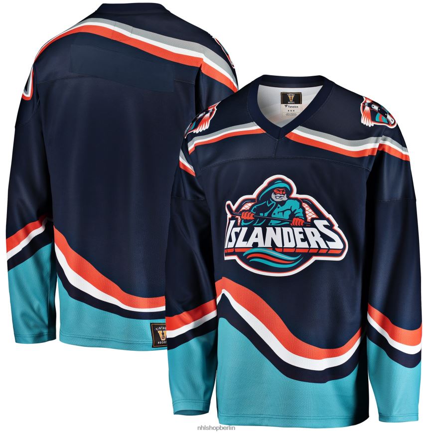 Männer NHL Premier Breakaway Heritage Blanko-Trikot der New York Islanders mit Fanatics-Logo in Marineblau Kleidung BF680T43