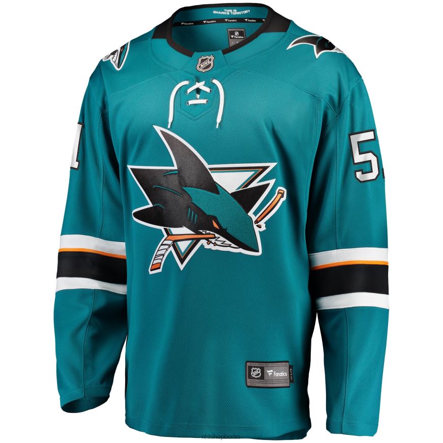 Männer NHL Radim Simek San Jose Sharks Fanatics Branded Home Breakaway-Spielertrikot – Blaugrün Kleidung BF680T2316