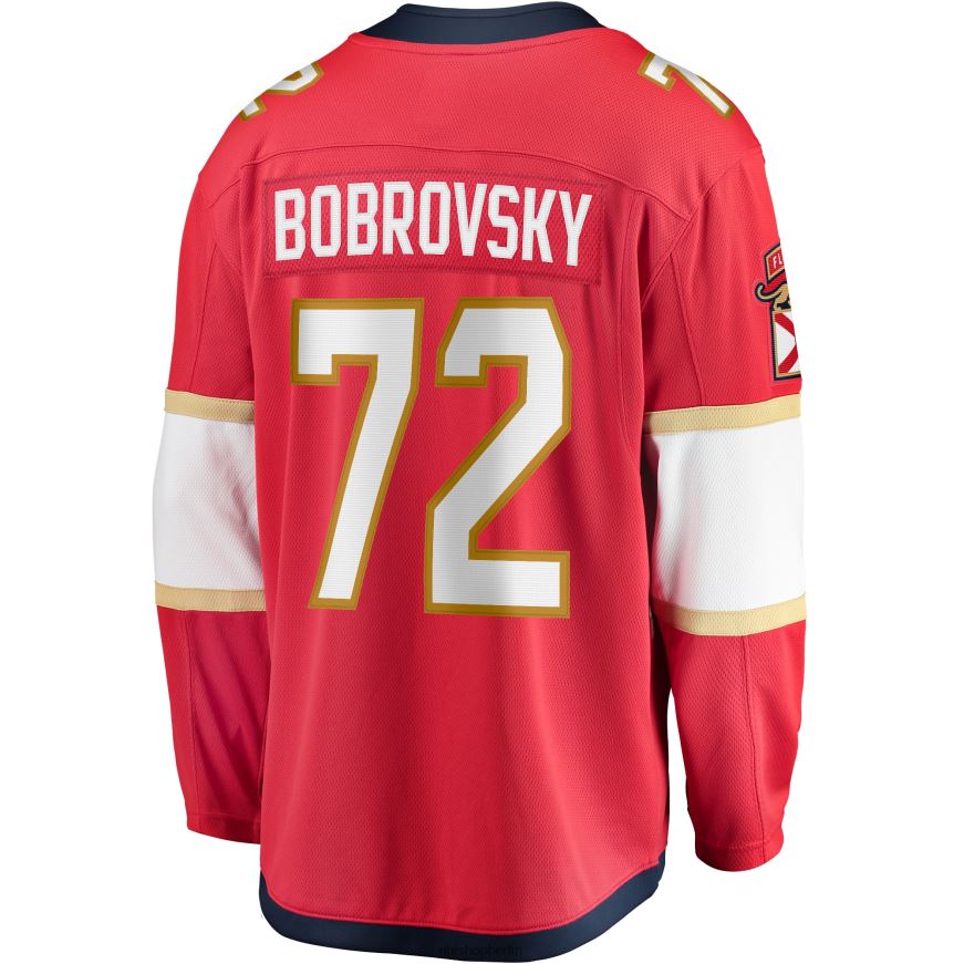 Männer NHL Rotes Breakaway-Spielertrikot der Florida Panthers mit Fanatics-Logo von Sergei Bobrovsky Kleidung BF680T1783