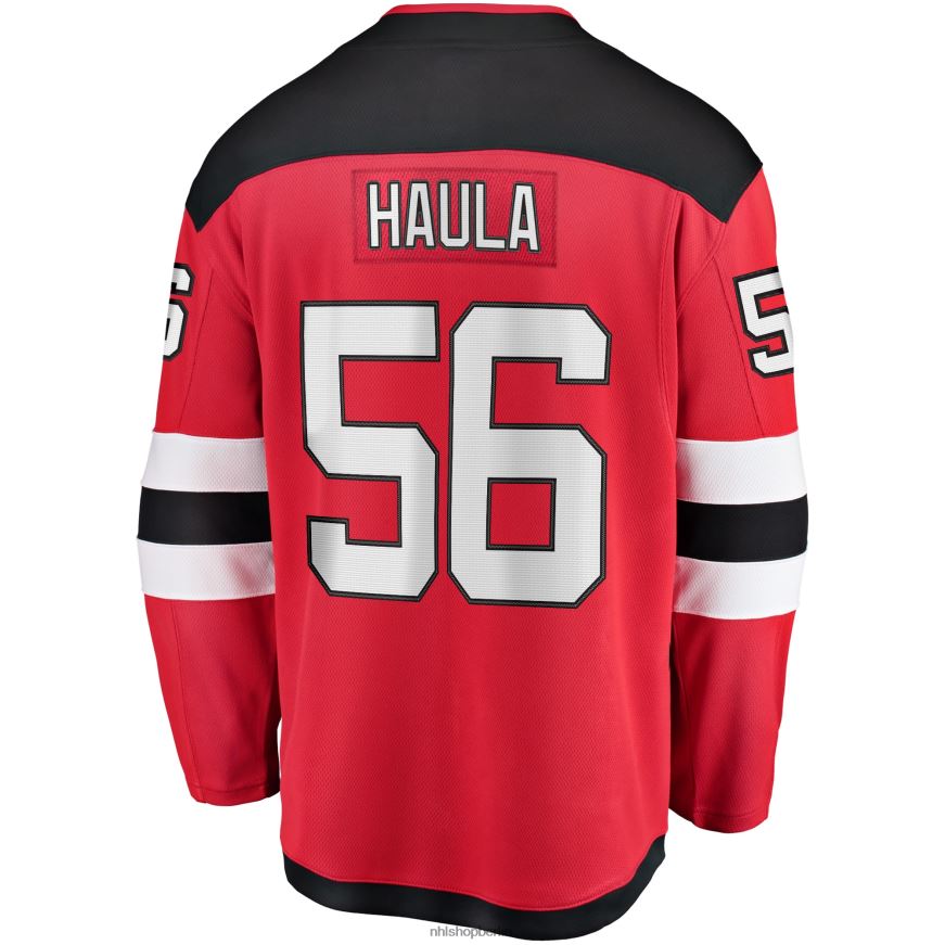 Männer NHL Rotes Home-Breakaway-Spielertrikot der New Jersey Devils mit Erik Haula Fanatics-Logo Kleidung BF680T1943