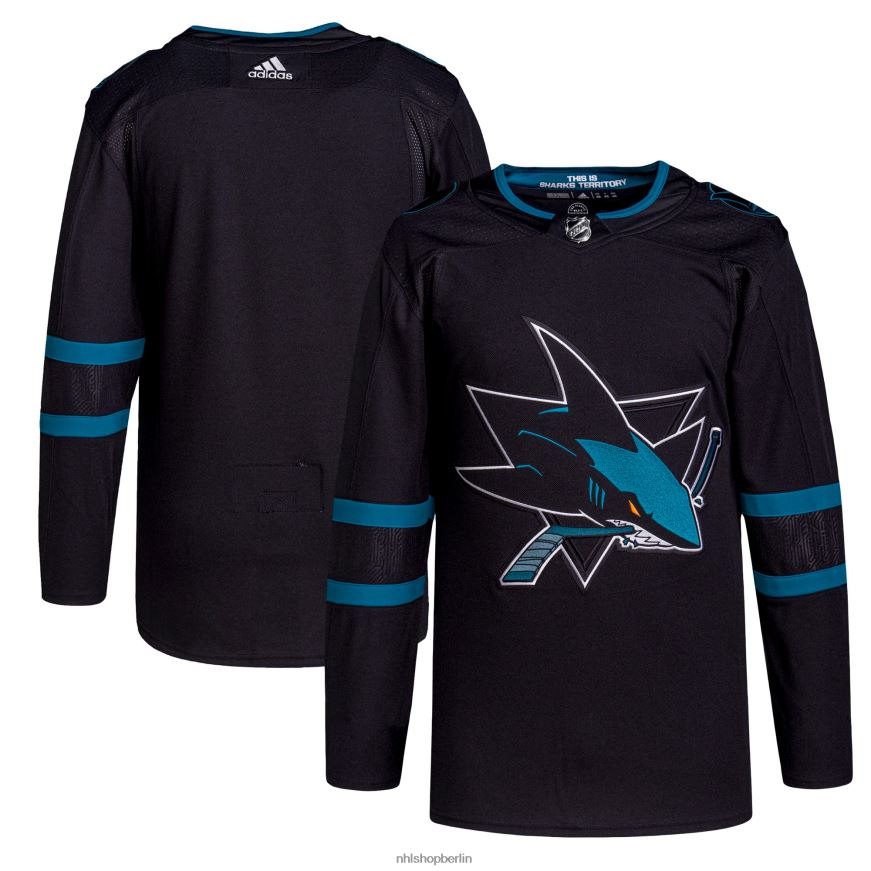 Männer NHL San Jose Sharks adidas Black Alternative Primegreen Authentic Pro Jersey Kleidung BF680T1373
