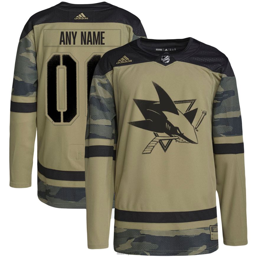 Männer NHL San Jose Sharks adidas Camo Military Appreciation Team authentisches individuelles Übungstrikot Kleidung BF680T1206