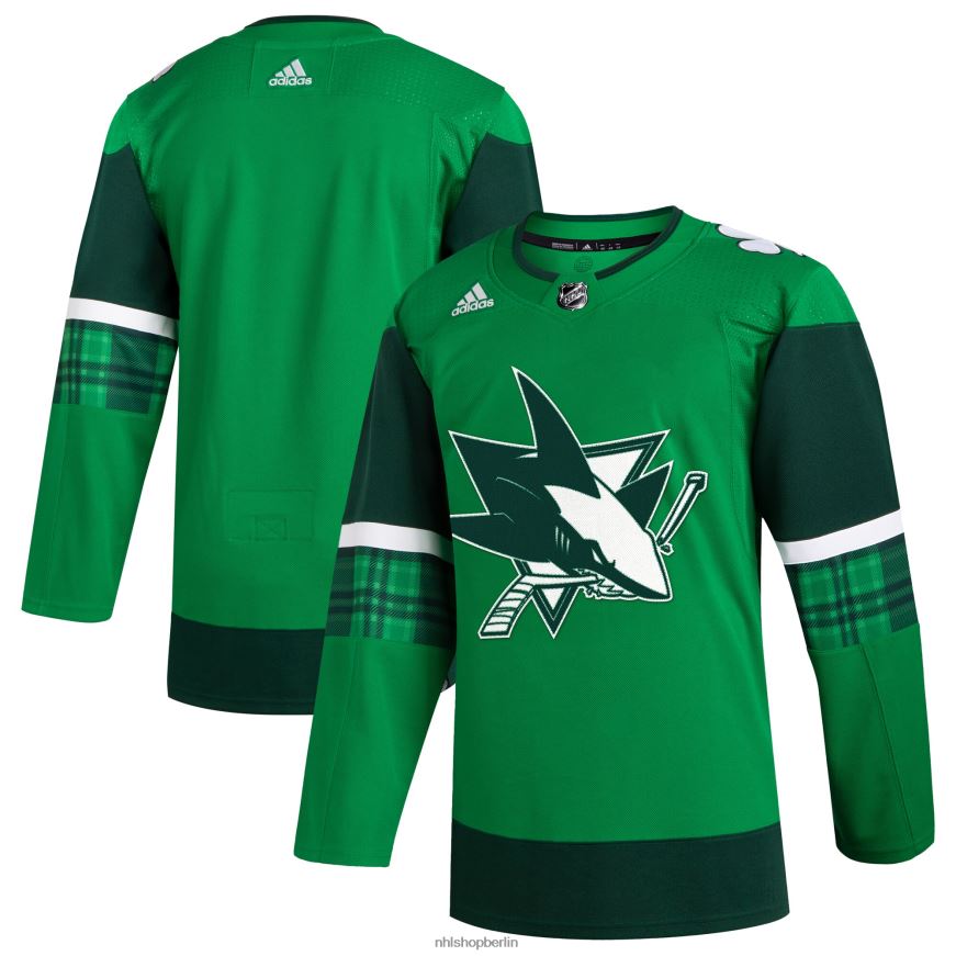 Männer NHL San Jose Sharks adidas Kelly Green 2023 St Patricks Day Primegreen authentisches Trikot Kleidung BF680T417