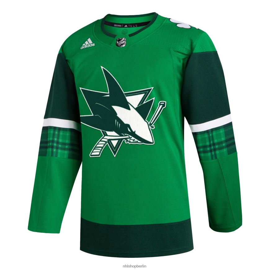 Männer NHL San Jose Sharks adidas Kelly Green 2023 St Patrick\s Day Primegreen authentisches Trikot Kleidung BF680T417