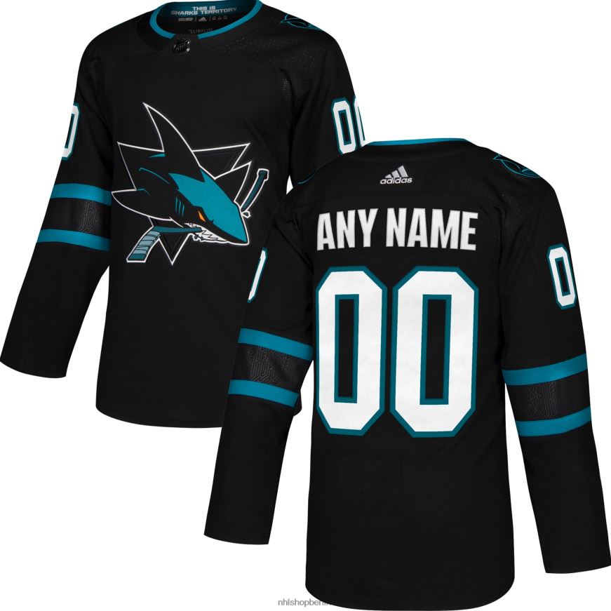 Männer NHL San Jose Sharks adidas schwarzes alternatives authentisches individuelles Trikot Kleidung BF680T2103