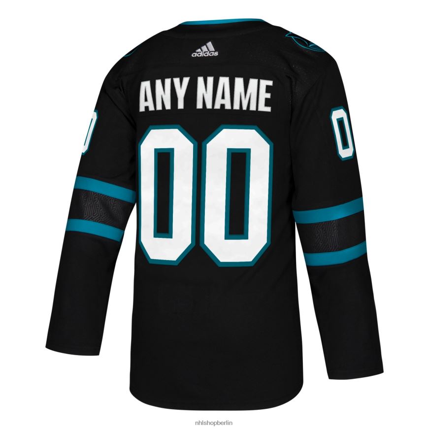 Männer NHL San Jose Sharks adidas schwarzes alternatives authentisches individuelles Trikot Kleidung BF680T2103