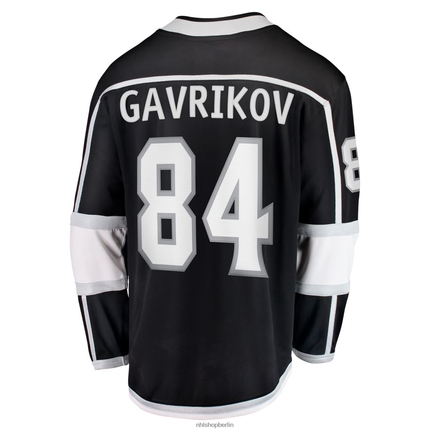 Männer NHL Schwarzes Breakaway-Heimtrikot der Los Angeles Kings mit Fanatiker-Logo von Vladislav Gavrikov Kleidung BF680T494