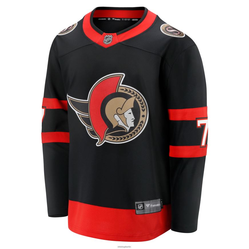 Männer NHL Schwarzes Breakaway-Heimtrikot der Ottawa Senators mit Fanatics-Logo von Brady Tkachuk Kleidung BF680T1301