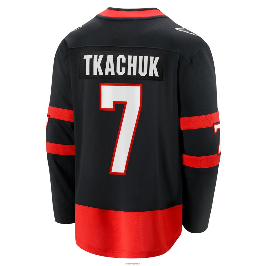 Männer NHL Schwarzes Breakaway-Heimtrikot der Ottawa Senators mit Fanatics-Logo von Brady Tkachuk Kleidung BF680T1301