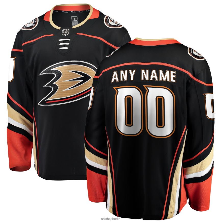 Männer NHL Schwarzes Heim-Breakaway-Trikot der Anaheim Ducks mit Fanatics-Logo Kleidung BF680T457