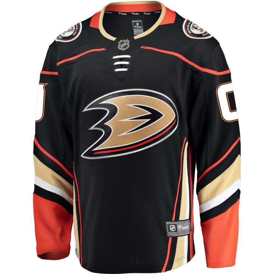 Männer NHL Schwarzes Heim-Breakaway-Trikot der Anaheim Ducks mit Fanatics-Logo Kleidung BF680T457