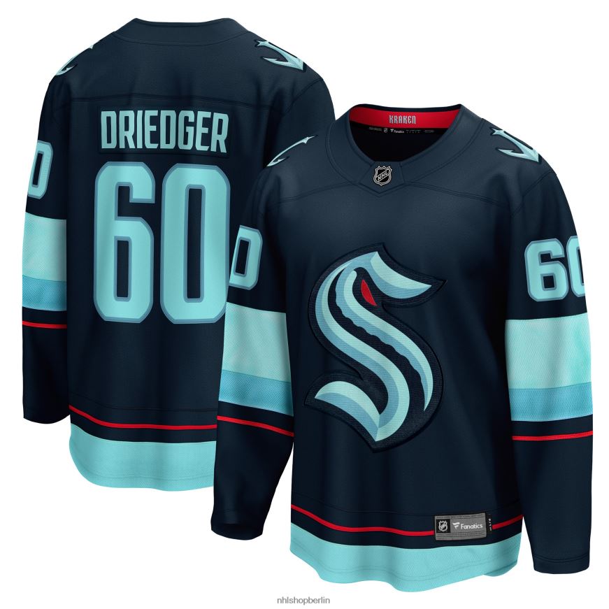Männer NHL Seattle Kraken Chris Dryger Fanatics Branded Deep Sea Blue Home Breakaway-Spielertrikot Kleidung BF680T2340