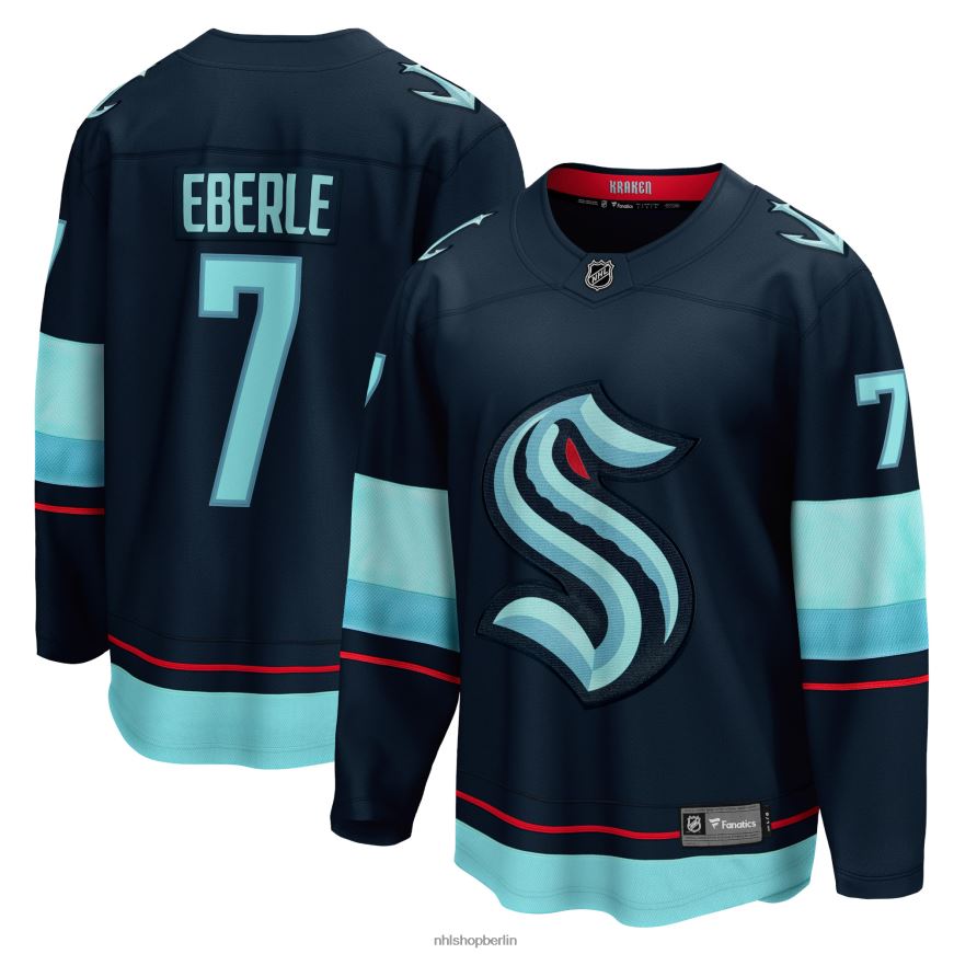 Männer NHL Seattle Kraken Jordan Eberle Fanatics Branded Deep Sea Blue Home Premier Breakaway Player Trikot Kleidung BF680T131