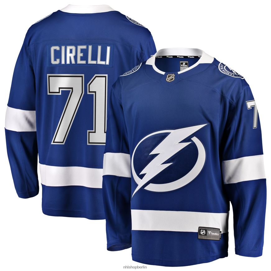 Männer NHL Tampa Bay Lightning Anthony Cirelli Fanatics-gebrandetes blaues Home-Breakaway-Spielertrikot Kleidung BF680T1207