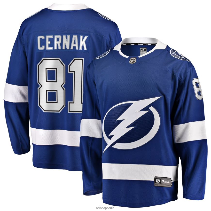Männer NHL Tampa Bay Lightning Erik Cernak Fanatics-gebrandetes blaues Home-Breakaway-Spielertrikot Kleidung BF680T1538