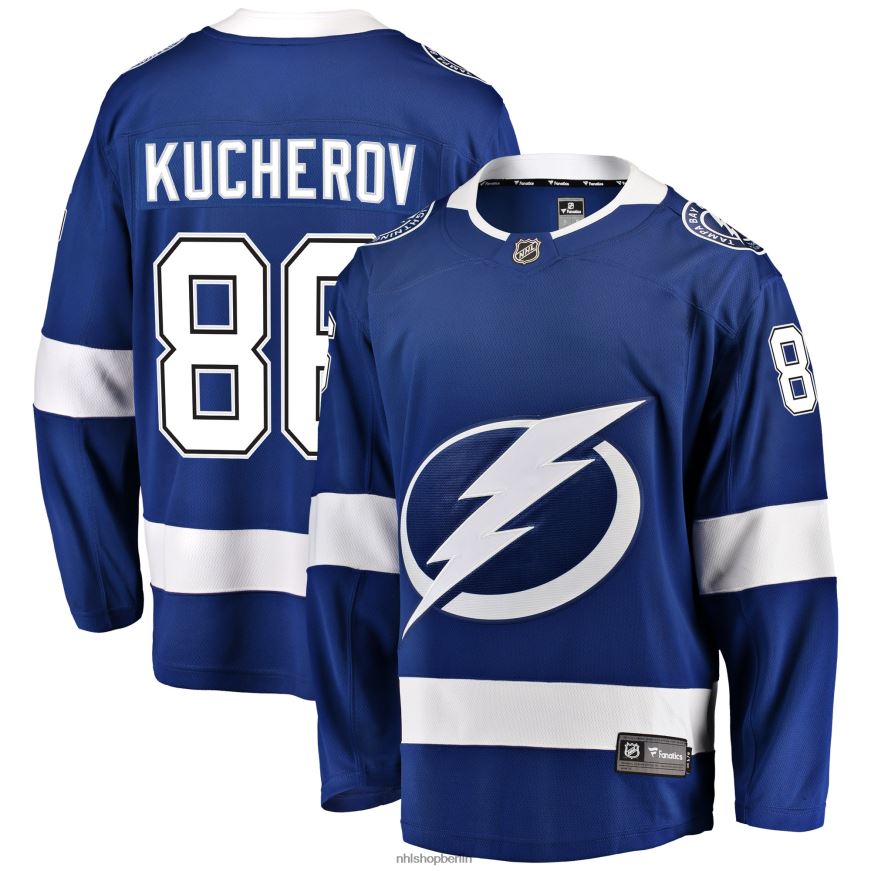Männer NHL Tampa Bay Lightning Nikita Kucherov Fanatics-gebrandetes blaues Home-Breakaway-Spielertrikot Kleidung BF680T321