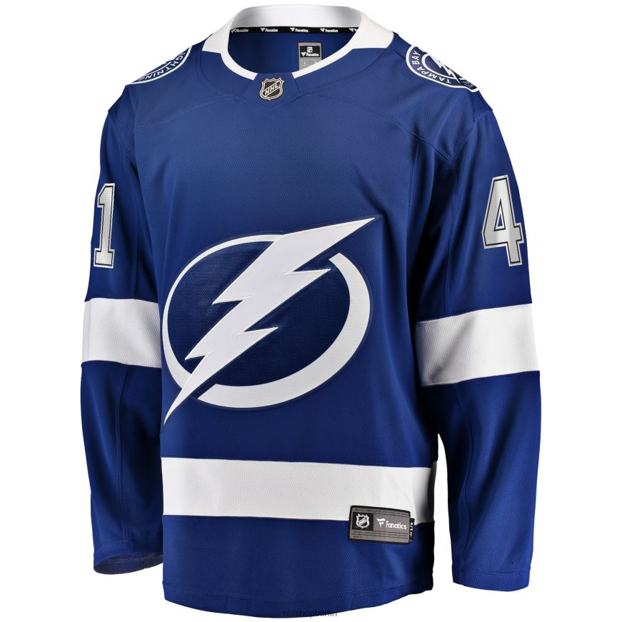 Männer NHL Tampa Bay Lightning Pierre-Edouard Bellemare Fanatics-Heimtrikot mit Fanatics-Logo in Blau Kleidung BF680T1723