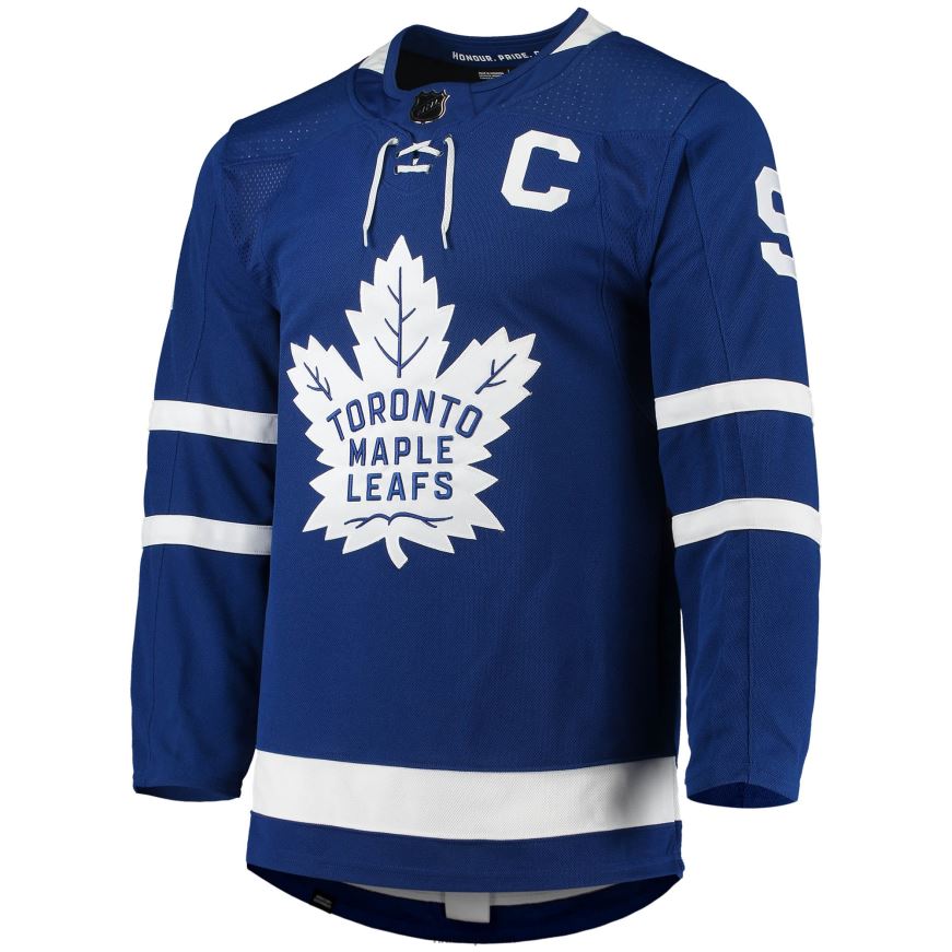 Männer NHL Toronto Maple Leafs John Tavares adidas Blue Home Captain Patch Primegreen Authentisches Profispieler-Trikot Kleidung BF680T1522