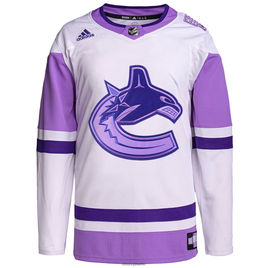 Männer NHL Vancouver Canucks Adidas weiß/lila Hockey bekämpft Krebs Primegreen authentisches individuelles Trikot Kleidung BF680T2102