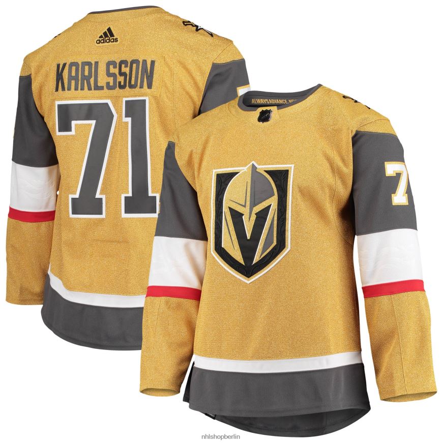 Männer NHL Vegas Golden Knights William Karlsson Adidas Gold Home Primegreen Authentisches Pro-Spieler-Trikot Kleidung BF680T2051