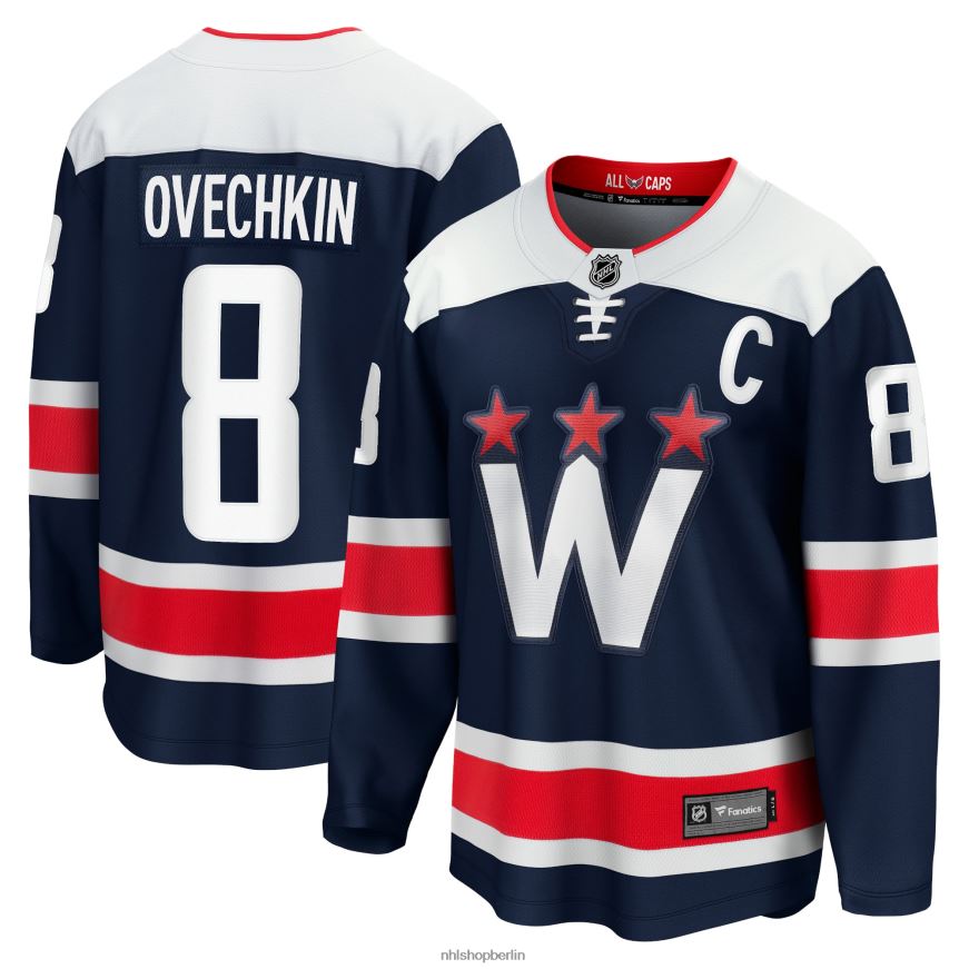 Männer NHL Washington Capitals Alexander Ovechkin Fanatics Branded Navy 2020/21 alternatives Premier Breakaway-Spielertrikot Kleidung BF680T49