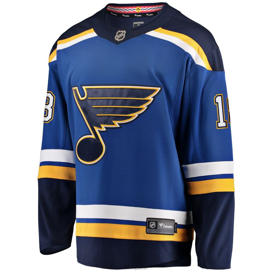 Männer NHL st Blaues Heim-Ausreißer-Spielertrikot mit Louis Blues Robert Thomas Fanatics-Logo Kleidung BF680T491