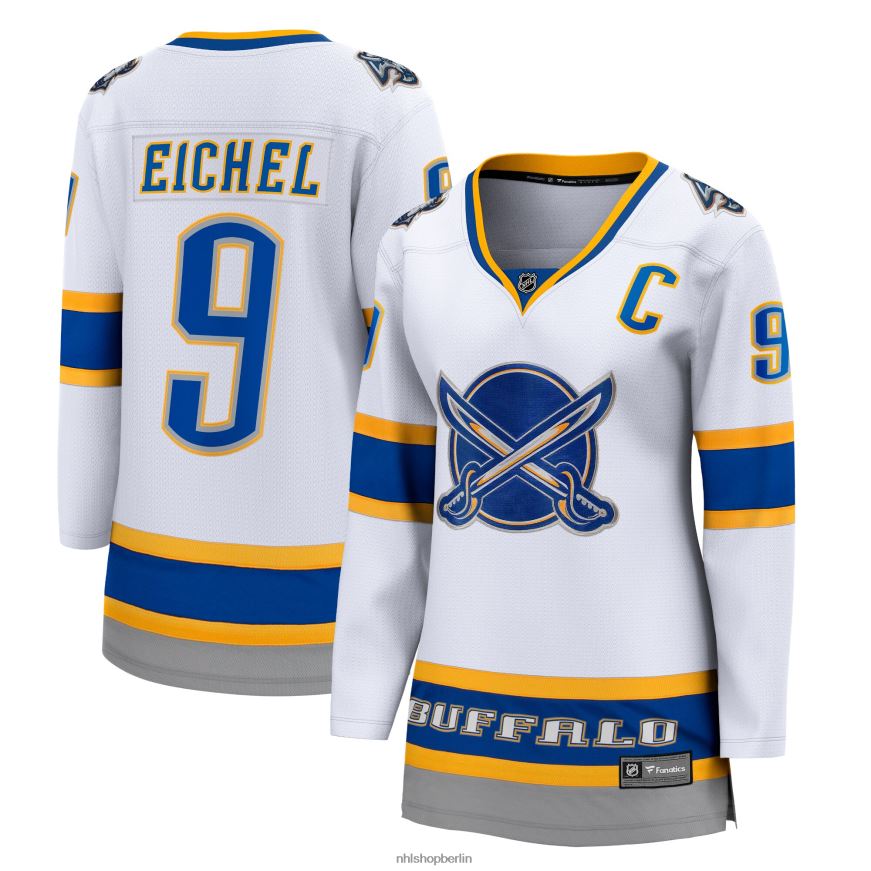 Frauen NHL Weißes 2020/21 Special Edition Breakaway-Spielertrikot der Buffalo Sabres mit Fanatics-Logo von Jack Eichel Kleidung BF680T1480
