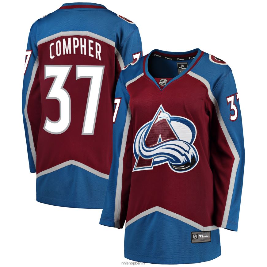 Frauen NHL Colorado Lawine j.t. Burgunderfarbenes Breakaway-Spielertrikot mit Compher Fanatics-Logo Kleidung BF680T2022