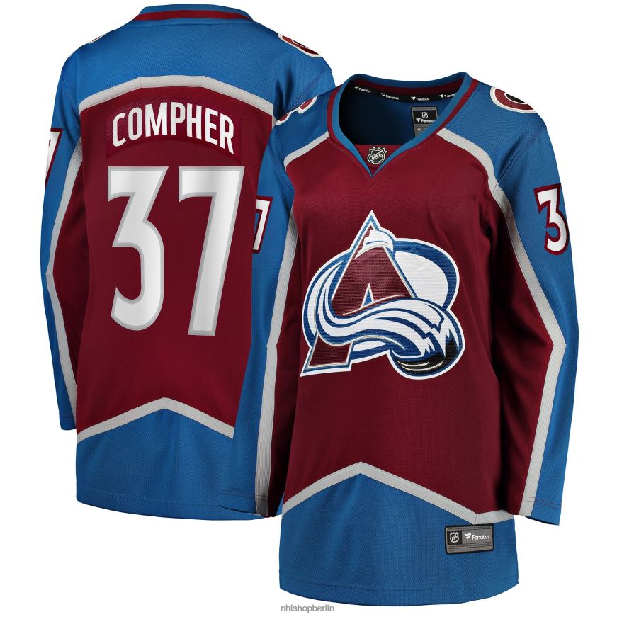 Frauen NHL Colorado Lawine j.t. Burgunderrotes Breakaway-Heimtrikot mit Compher-Fanatiker-Logo Kleidung BF680T1272