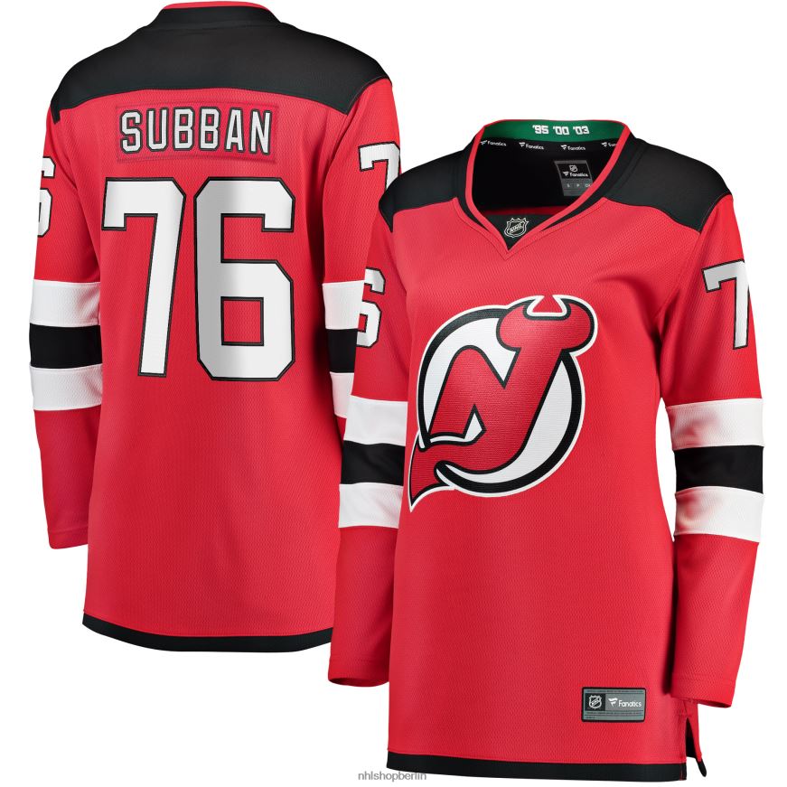 Frauen NHL New Jersey Devils p.k. Rotes Premier-Breakaway-Spielertrikot mit Subban-Fanatiker-Logo Kleidung BF680T2041