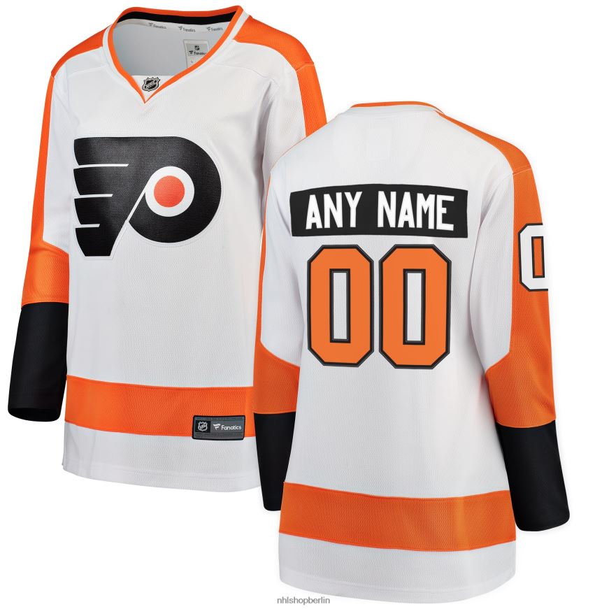 Frauen NHL Weißes, individuelles Auswärtstrikot mit Fanatics-Logo der Philadelphia Flyers Kleidung BF680T1417